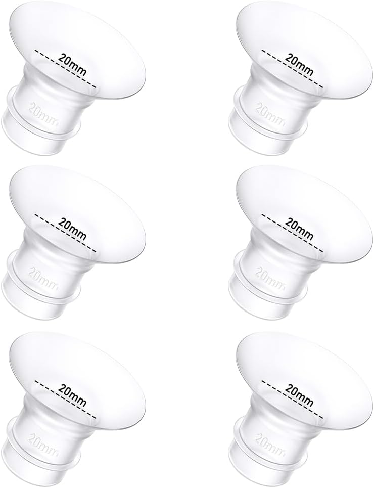 BDICOVE 6 قطع إدخال فلانج مضخة الثدي 20 مم متوافق مع Momcozy/Spectra/Medela/eufy/Elvie/Lansinoh/Paruu P10 مضخة الثدي، مناسب لمضخة Momcozy M5/M9/M6/V2 Pro/V2 pro/S12 Pro/eufy E10 S1 S1 Pro، فلانج 24 مم - Image 1